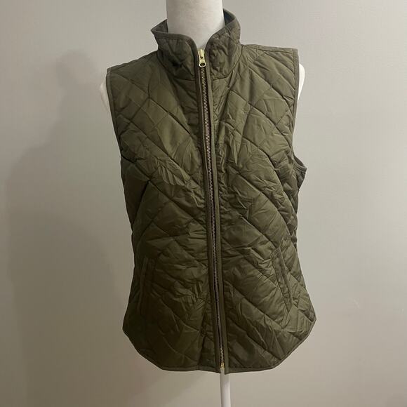 Old Navy Y2K Puffer Vest Jacket Full Zip Sz M Hunter Green Lightweight - Picture 3 of 9